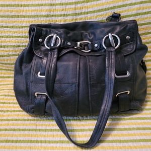 BRUCE MAKOWSKY BLACK SOFT LEATHER TOTE W/SIDE ZIP POCKETS- 13 X 7 X 16